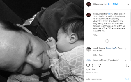 Brian Baumgartner with his girl baby Brylee Bea Baumgartner